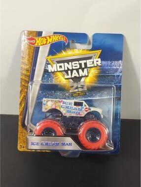 Hot Wheels Monster Jam Ice Cream Man Clear Crushers Crushable Car 1:64 Red Tires